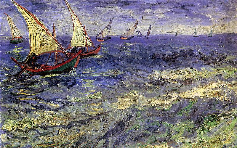 Vincent Van Gogh Boats at Sea, Saintes-Maries-de-la-Mer Spain oil painting art
